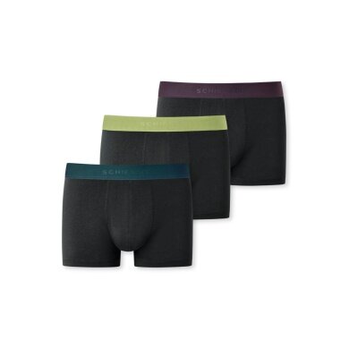 Schiesser Underwear Boxer Shorts 95/5 Organic Cotton Woven Elastic Waistband Black Men's - 3 Pieces