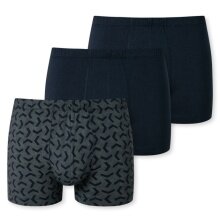 Schiesser Underwear Boxer Shorts 95/5 Organic Cotton Dark Blue Patterned Men's - 3 Pieces