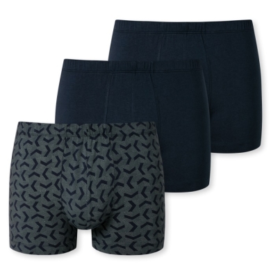 Schiesser Underwear Boxer Shorts 95/5 Organic Cotton Dark Blue Patterned Men's - 3 Pieces