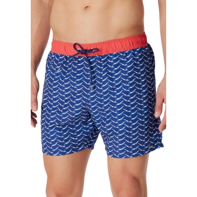 Schiesser Swim Shorts Woven Patterned Blue/Red Men's