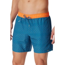 Schiesser Swim Shorts Woven Diamond Pattern Petrol/Orange Men's