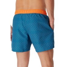 Schiesser Swim Shorts Woven Diamond Pattern Petrol/Orange Men's