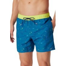 Schiesser Swim Shorts Woven Pattern Petrol/Lime Green Men's