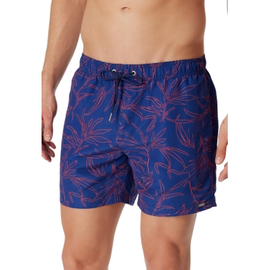 Schiesser Swim Shorts Woven Pattern Blue/Red Men's