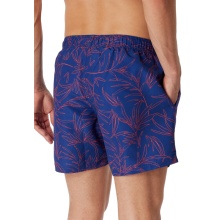 Schiesser Swim Shorts Woven Pattern Blue/Red Men's