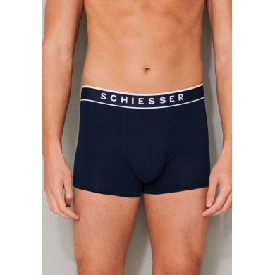 Schiesser Underwear Boxer Shorts 95/5 with Elastic Waistband in Dark Blue for Men - Pack of 3