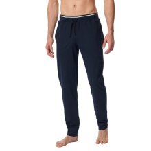 Schiesser leisure trousers with cuffs (100% cotton) long night blue men's