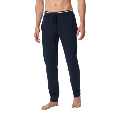 Schiesser leisure trousers with cuffs (100% cotton) long night blue men's