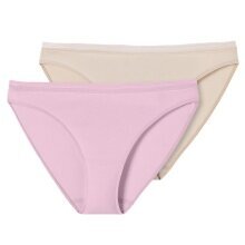 Schiesser Rio Brief Lace Cotton Underwear Pink/Sand Brown Ladies - 2 Pieces