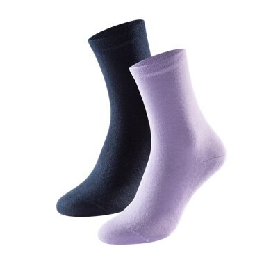 Schiesser Day Sock Crew 95/5 Organic Cotton (comfortable feel) navy blue/purple Women - 2 Pairs