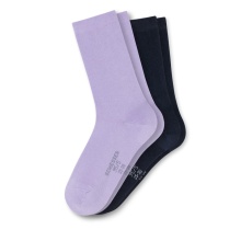 Schiesser Day Sock Crew 95/5 Organic Cotton (comfortable feel) navy blue/purple Women - 2 Pairs