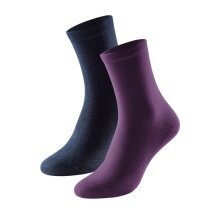 Schiesser Day Sock Crew 95/5 Organic Cotton (comfortable feel) black/purple Women - 2 Pairs