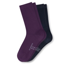 Schiesser Day Sock Crew 95/5 Organic Cotton (comfortable feel) black/purple Women - 2 Pairs