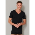 Schiesser T-Shirt V-Neck 95/5 Short Sleeve (95% Cotton) Underwear Black Men - 2 Pack