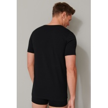 Schiesser T-Shirt V-Neck 95/5 Short Sleeve (95% Cotton) Underwear Black Men - 2 Pack