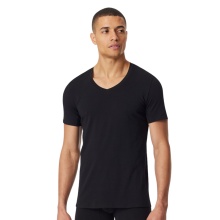 Schiesser T-Shirt V-Neck Premium Cotton Short Sleeve (95% Organic Cotton) Underwear Black Men's