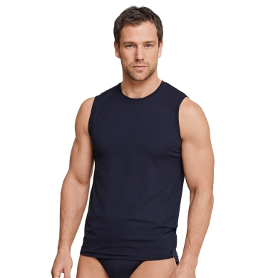 Schiesser Tank-Top Long Life Soft (perfect fit) Underwear blue-black Men