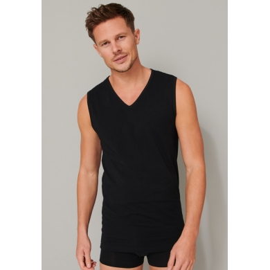 Schiesser Tank-Top 95/5 V-Neck (95% Cotton) Underwear black Men - Pack of 2