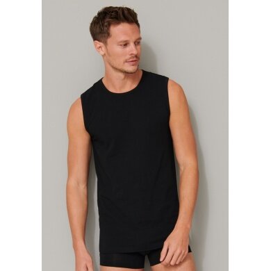 Schiesser Tank-Top 95/5 Round Neck (95% Cotton) Underwear Black Men - Pack of 2