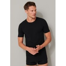 Schiesser T-Shirt 95/5 Round Neck Short Sleeve (95% Cotton) Underwear Black Men - 2 Pack