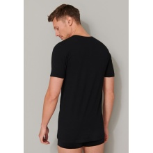 Schiesser T-Shirt 95/5 Round Neck Short Sleeve (95% Cotton) Underwear Black Men - 2 Pack