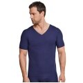 Schiesser T-Shirt Seamless V-Neck Laser Cut Short Sleeve (Interlock, seamless) Underwear blue Men