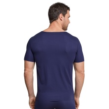 Schiesser T-Shirt Seamless V-Neck Laser Cut Short Sleeve (Interlock, seamless) Underwear blue Men