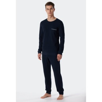 Schiesser Pyjama Fine Interlock Organic Cotton long dark blue Men