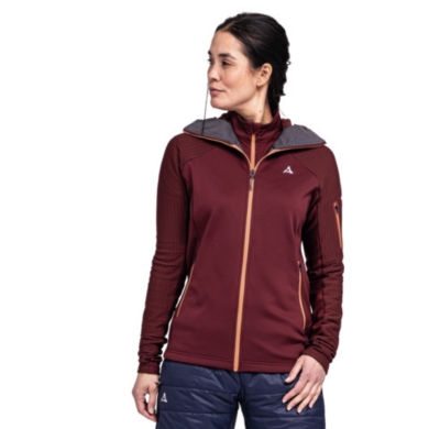 Schöffel Fleece Jacket Rotbach Hoody (Hood, 2-way stretch, quick-drying, breathable) burgundy Women