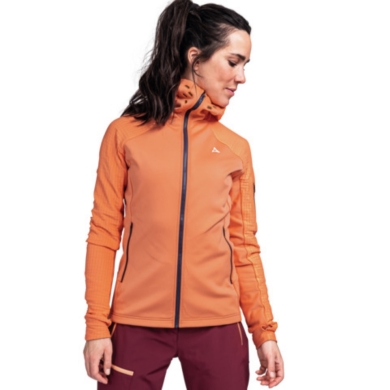 Schöffel Fleece Jacket Rotbach Hoody (Hood, 2-way stretch, quick-drying, breathable) orange Women