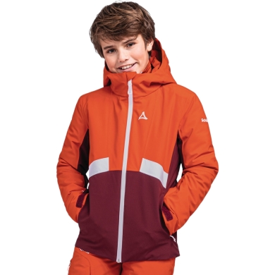 Schöffel Ski Jacket Brandberg (4-Way Stretch, Waterproof) orange/burgundy Kids