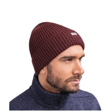 Schöffel Knitted Hat Oxley (Ribbed Structure, Foldover) Burgundy - 1 Piece