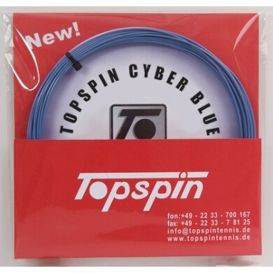 Stringing with tennis string Topspin Cyber Blue (Durability+Touch) blue