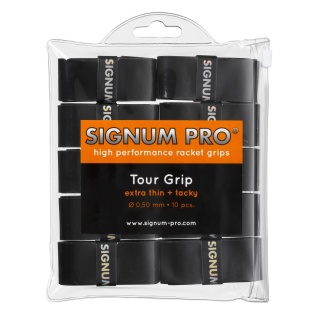 Signum Pro Overgrip Tour 0.5mm black 10-pack clip bag