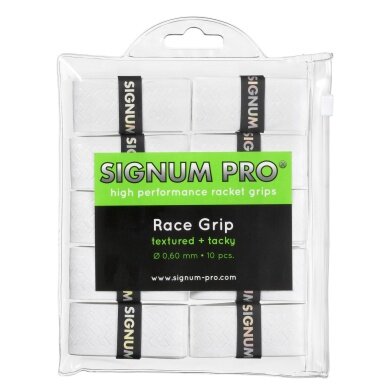 Signum Pro Overgrip Race 0.6mm white 10-pack clip bag