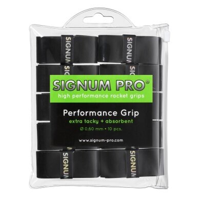 Signum Pro Overgrip Performance 0.6mm black 10-pack clip bag