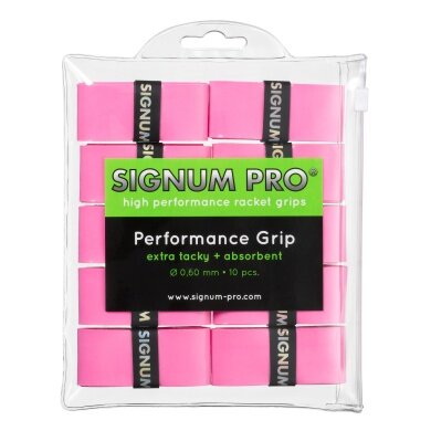 Signum Pro Overgrip Performance 0.6mm pink 10-pack Clip Bag