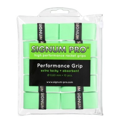 Signum Pro Overgrip Performance 0.6mm lime green 10-pack clip bag