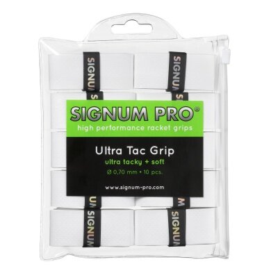 Signum Pro Overgrip Ultra Tac 0.70mm white 10-pack clip bag