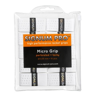 Signum Pro Overgrip Micro 0.55mm white 10-pack clip bag