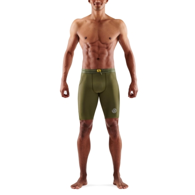 Skins Functional Pants 3-Series Half Tight Short (tight-fitting) khaki green Men