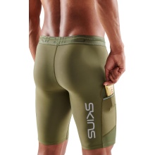 Skins Functional Pants 3-Series Half Tight Short (tight-fitting) khaki green Men