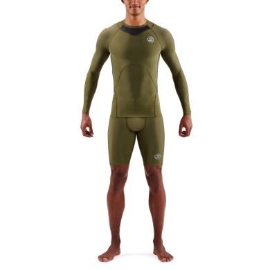 Skins Functional Underwear Long Sleeve Shirt 3-Series (tight-fitting) khaki green Men