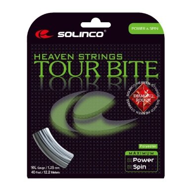 Solinco Tennis String Tour Bite Diamond Rough (Spin+Durability) silver 12m Set