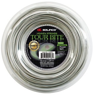 Solinco Tennis String Tour Bite SOFT (Durability+Touch) silver 200m roll