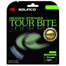 Stringing with tennis string Solinco Tour Bite SOFT silver