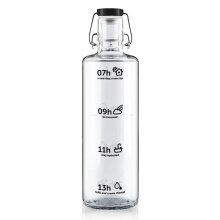 soulbottles drinking bottle stay hydrated glass (glass bottle, ceramic lid, stainless steel handle) 1 litre transparent