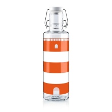 soulbottles drinking bottle lighthouse glass (glass bottle, ceramic lid, stainless steel clasp) 600ml red/transparent