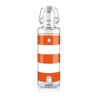 soulbottles drinking bottle lighthouse glass (glass bottle, ceramic lid, stainless steel clasp) 600ml red/transparent