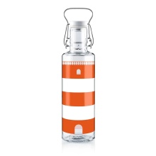 soulbottles drinking bottle lighthouse glass (glass bottle, ceramic lid, stainless steel clasp) 600ml red/transparent